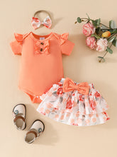 Load image into Gallery viewer, Peach Floral Skirt Set
