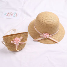 Load image into Gallery viewer, Floral Straw Hat Set