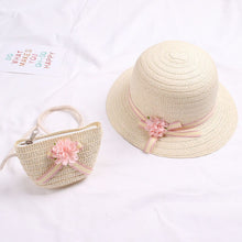 Load image into Gallery viewer, Floral Straw Hat Set