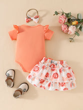 Load image into Gallery viewer, Peach Floral Skirt Set