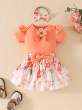 Load image into Gallery viewer, Peach Floral Skirt Set
