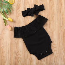 Load image into Gallery viewer, Black Lace Romper Set