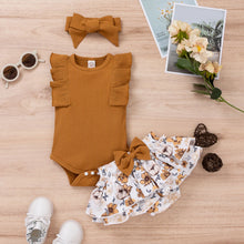 Load image into Gallery viewer, Sleeveless Ribbed Floral Romper Set
