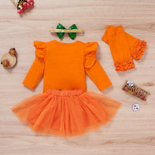 Load image into Gallery viewer, Pumpkin Mesh Skirt Set
