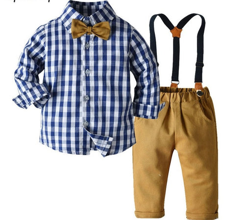Long Sleeve Shirt Set With Suspenders.