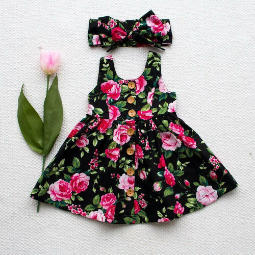 Floral Princess Dress With Headband.